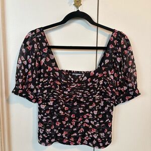 Karl Lagerfeld Black Floral Blouse